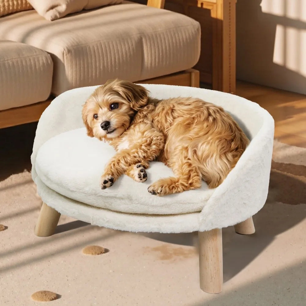 BORWART Ultra Soft Elevated Dog Cat Sofa Bed With Removable Cushion
