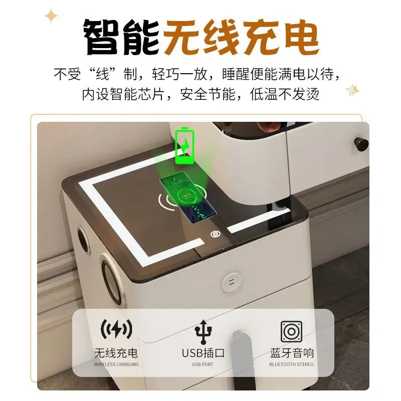 Luxury Glass Vanity Table With Smart Wireless Charging Led Mirror