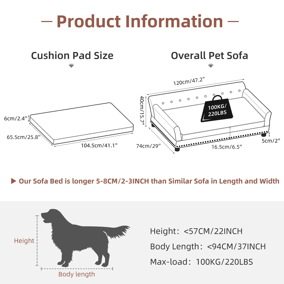 BINGOPAW Elevated Dog Sofa Bed With Waterproof Leather Cover