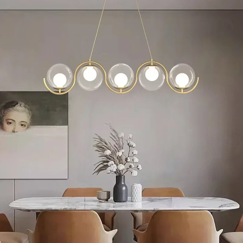 Nordic Bubble Waves Restaurant LED Pendant Light New Stylish for Dinning Living Room Chandeliers Home Decor Lamp Cream Bar Lamps