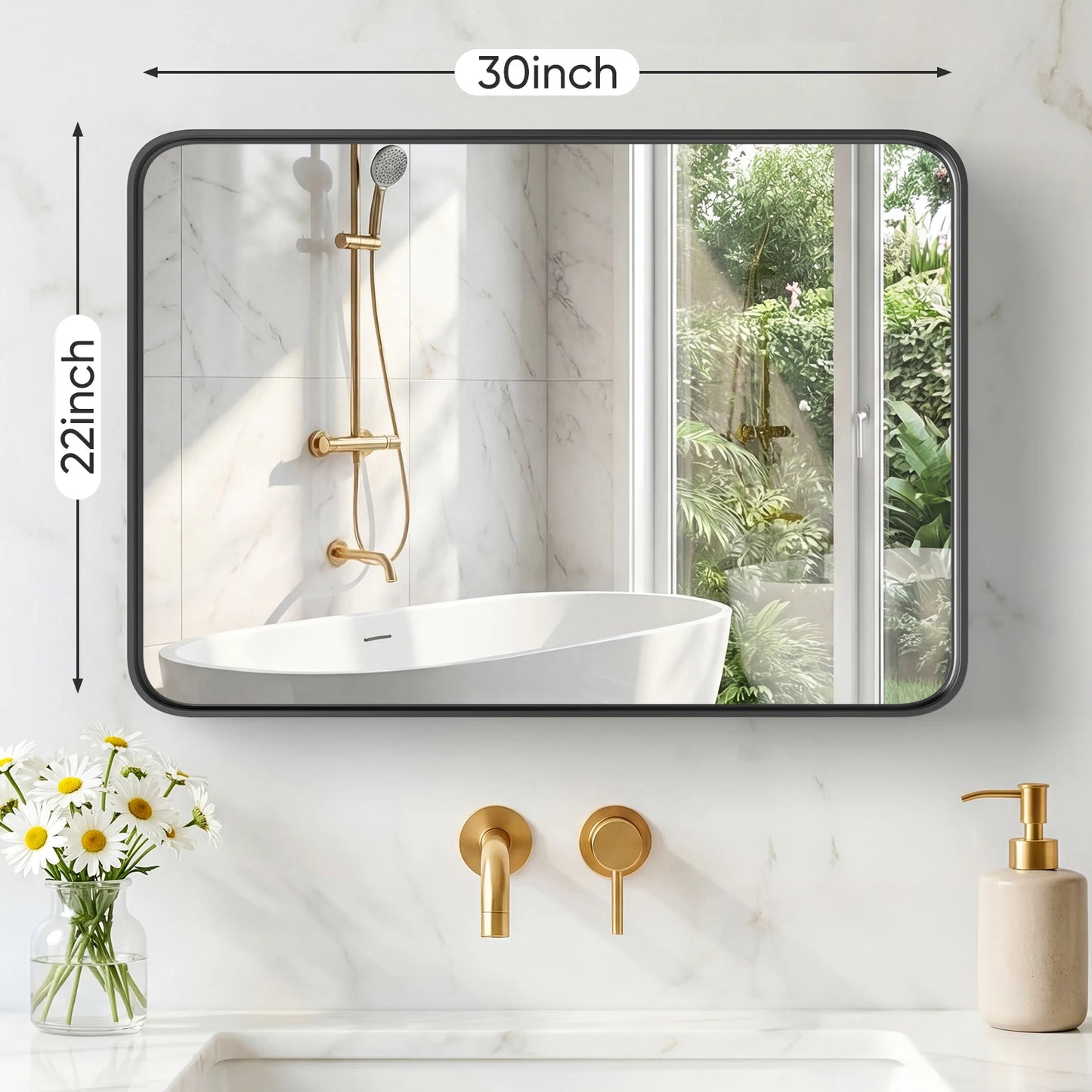 MCQ Matte Framed Wall Mirror For Modern Bathroom Vanity