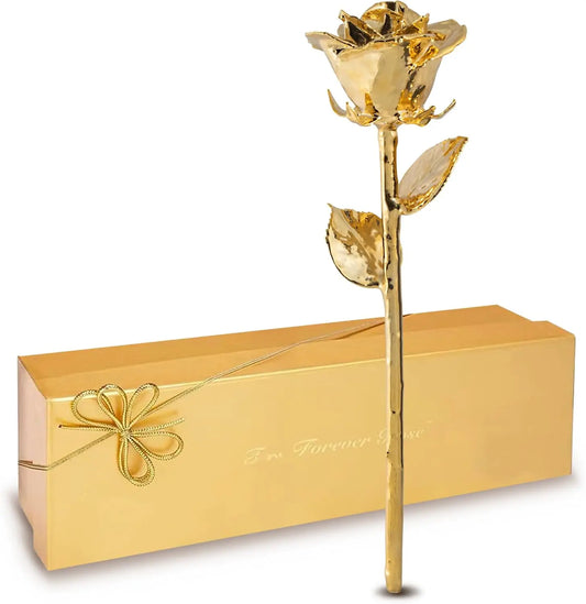 24K Gold Dipped Real Preserved Rose in Luxury Gift Box - Romantic Keepsake for Anniversary, Valentine's Day, Birthday