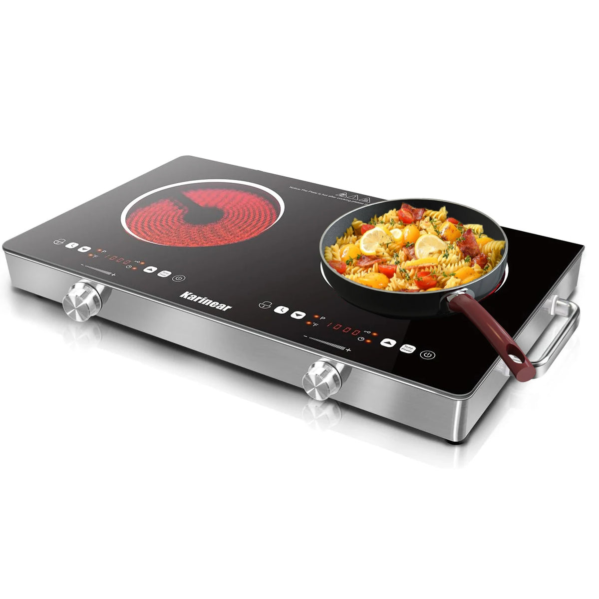 Karinear 3200W Ceramic Electric Hob With Dual Zone Touch Control