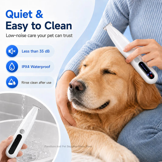 New Type of Dog Paw Trimmer with Travel Lock Function Fully Waterproof Pet Hair Trimmer with LED Display Screen Cat Hair Trimmer