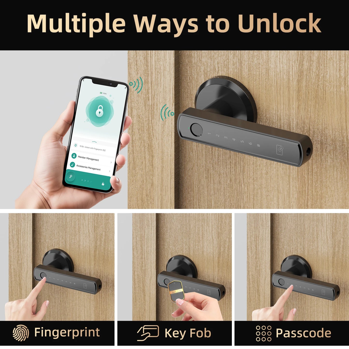 Viladepot Bluetooth Smart Door Lock With Fingerprint Keypad