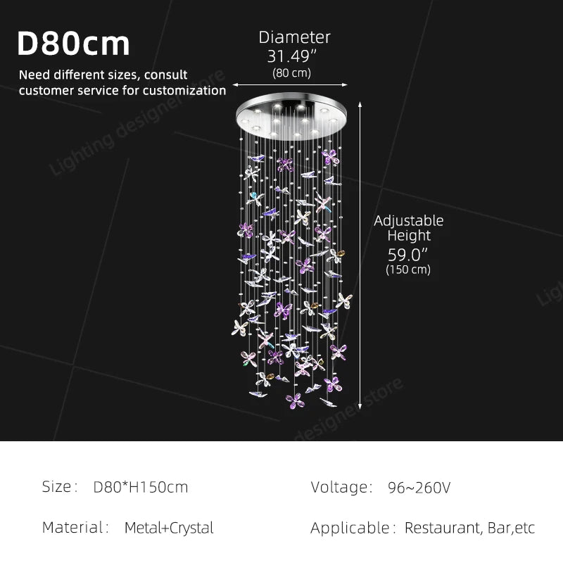 Yingxuan Butterfly Crystal Chandelier For Dining Room Kitchen Island