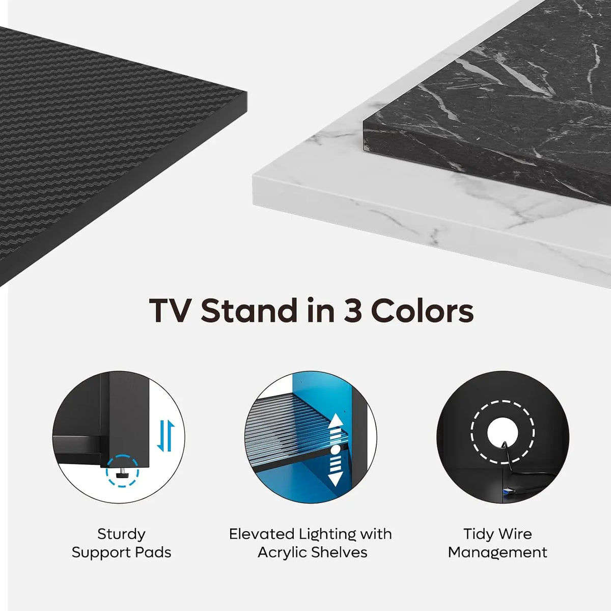 LED Tall Entertainment Center for 55/60/65 inch TV, TV Stand with Storage for PS4 Xbox, Adjustable Shelf Media, Customized