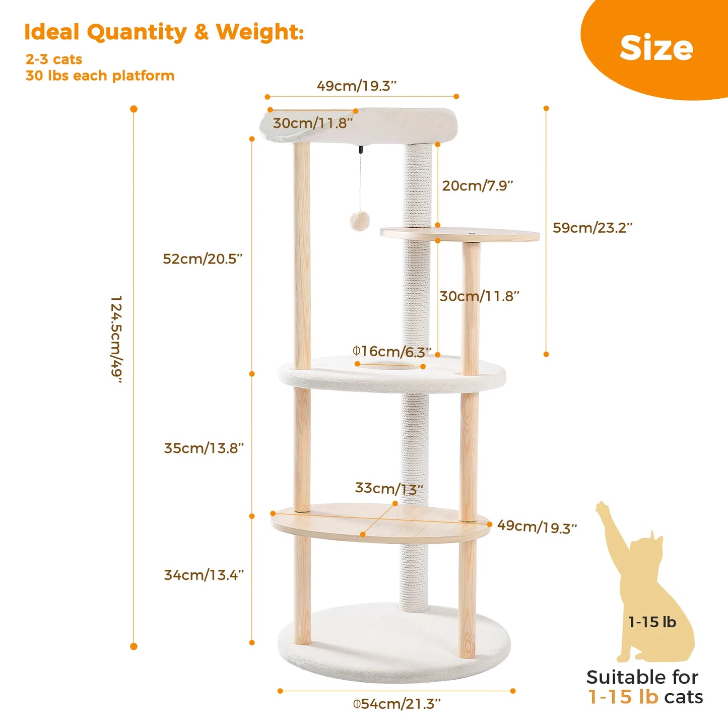 PAWZ Road Modern Cat Tree Tower With Scratching Post Multi Level Condo Perch