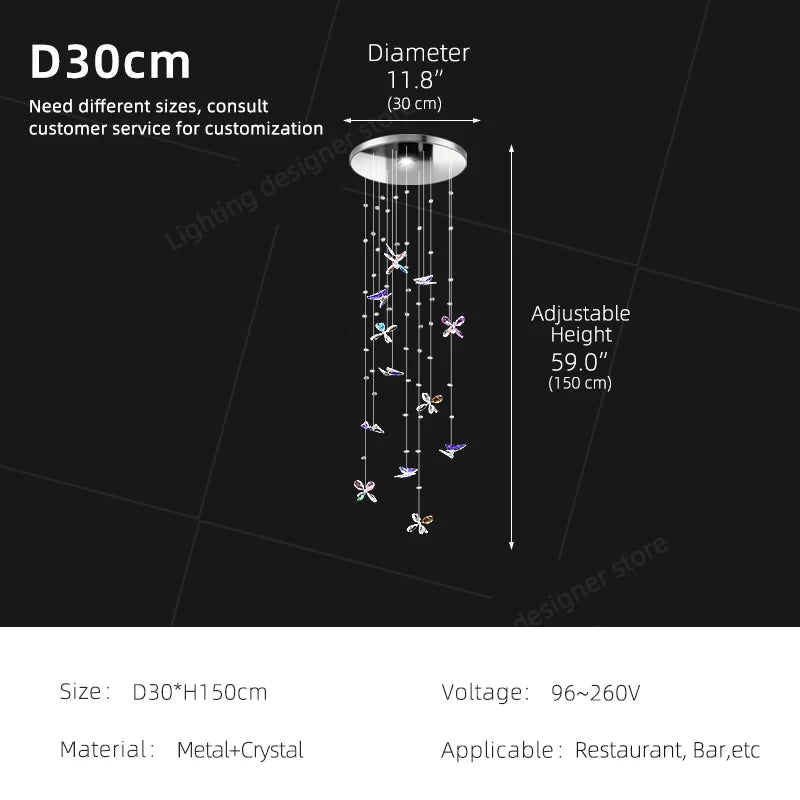 Yingxuan Butterfly Crystal Chandelier For Dining Room Kitchen Island