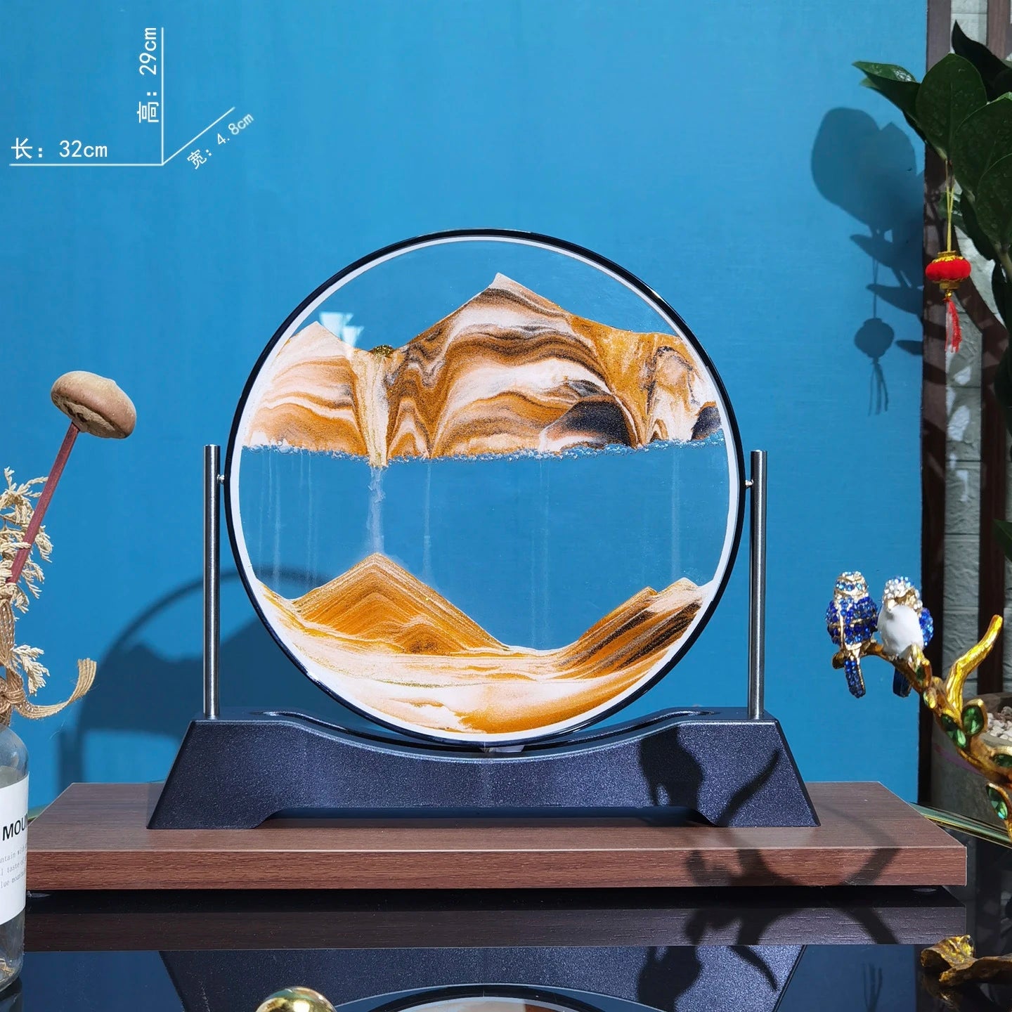 Rotatable Sandscape Moving Sand Art Picture Flowing Sand Painting Round Glass Quicksand 3D Hourglass Office Home Decor Gifts