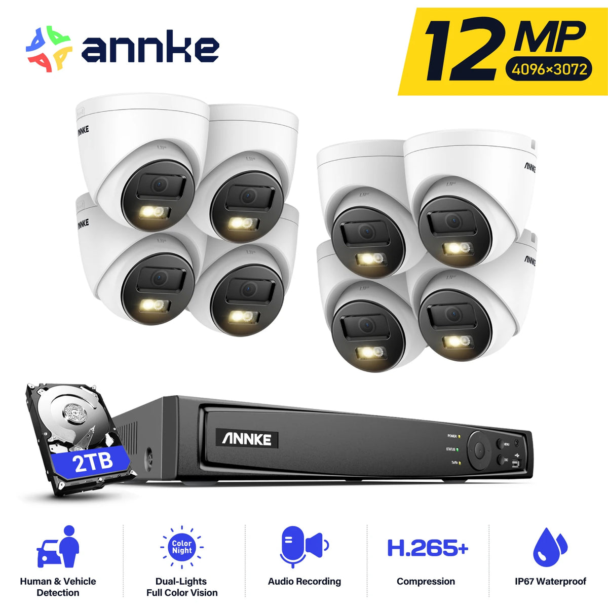 ANNKE 12MP Smart Dual Light PoE Camera Security System