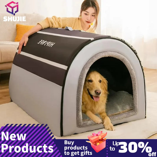 Removable Dog Warm House Washable Pet bed for Large Medium Dogs Travelling Portable Classic Design Pet House Sleeping Bed