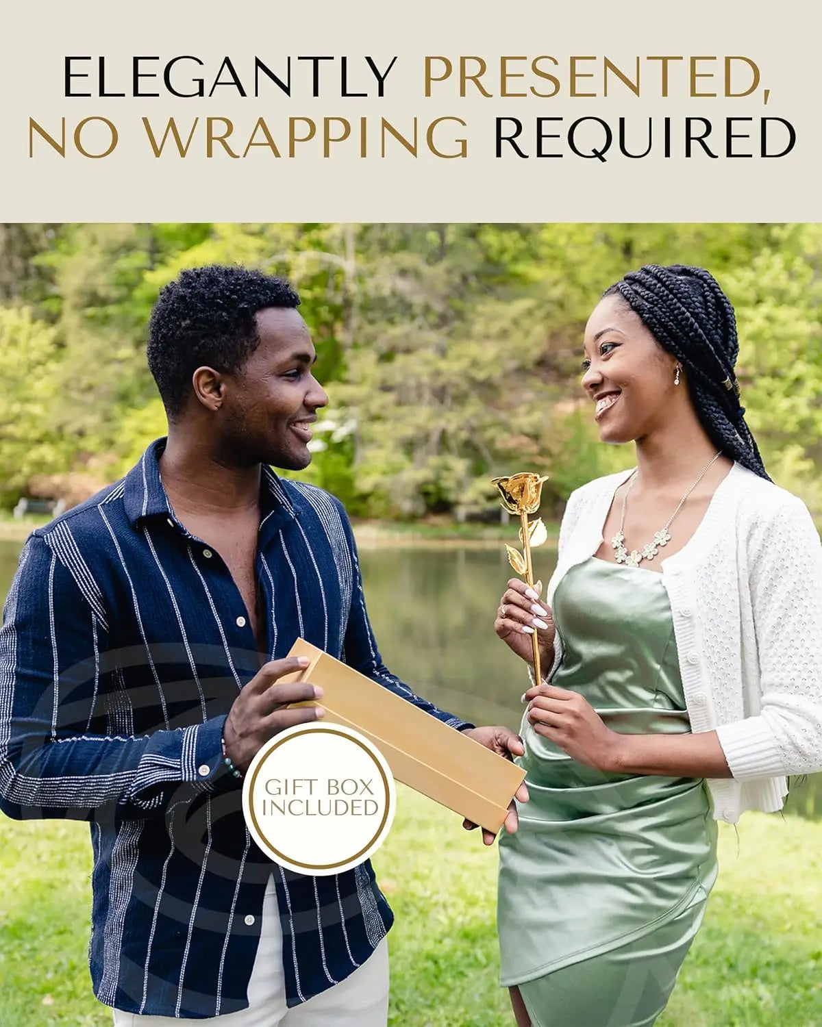 24K Gold Dipped Real Preserved Rose in Luxury Gift Box - Romantic Keepsake for Anniversary, Valentine's Day, Birthday