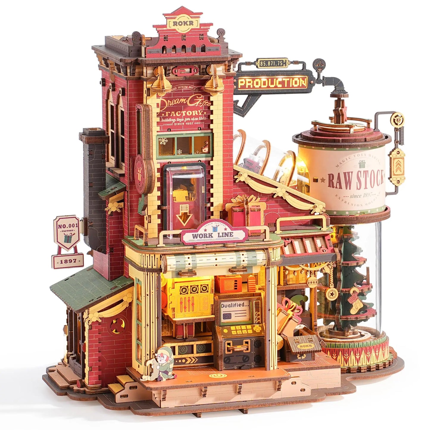 Robotime Rokr Dream Gift Factory 3D Wooden Puzzle Home Decor with Light and Music Unique Birthday Gift for Teens Adults