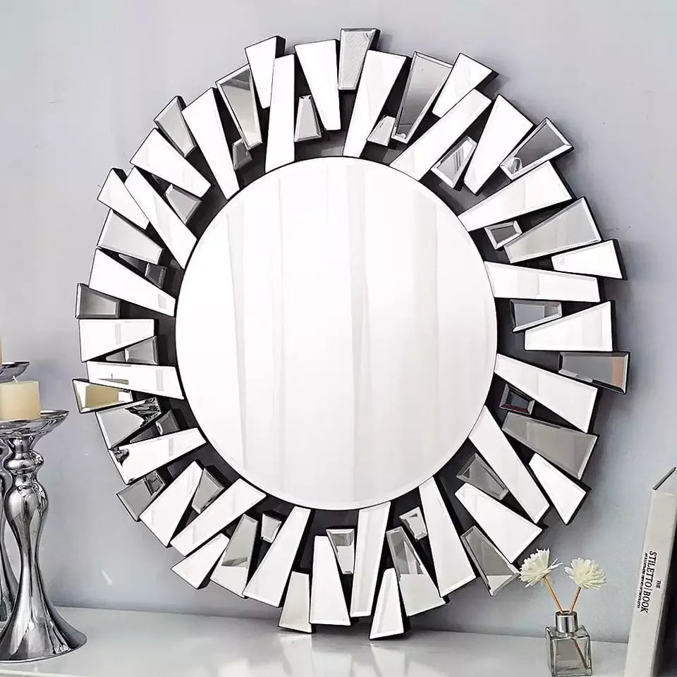 Luvodi Round Decorative Wall Mirror With Artistic Starburst Design