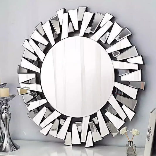 Luvodi Round Decorative Wall Mirror With Artistic Starburst Design