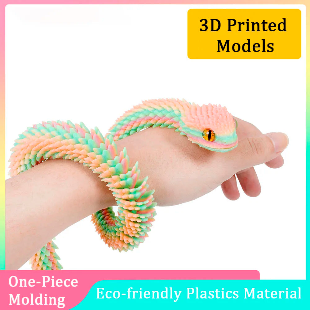 3D Printed Snake Decoration Colorful Model 3D Printed Animals Creative Toy Desk Accessories Room Decor Table Ornament 3 Sizes