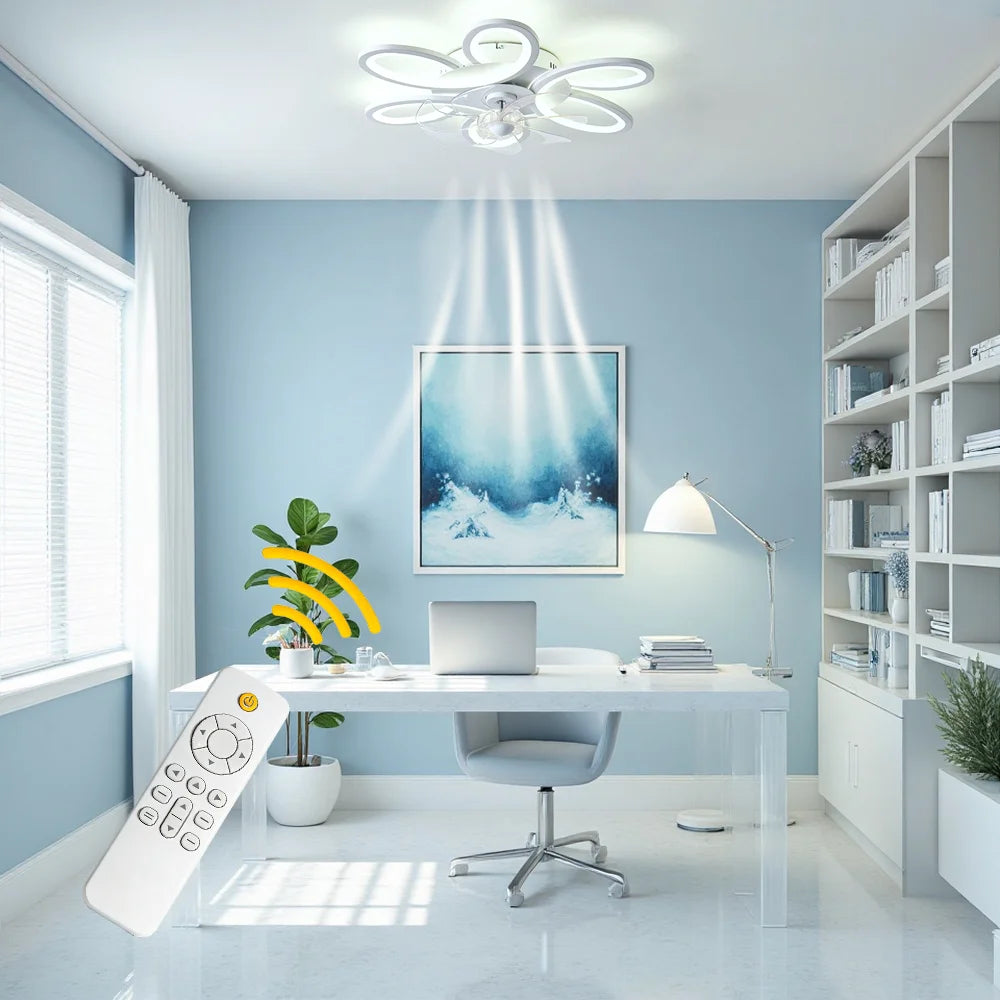 Fan light with a Chinese knot design, featuring stepless dimming, 6 fan speed settings, a timer function, and a reversible motor; ideal for use above a dining table, in a bedroom, or in a study