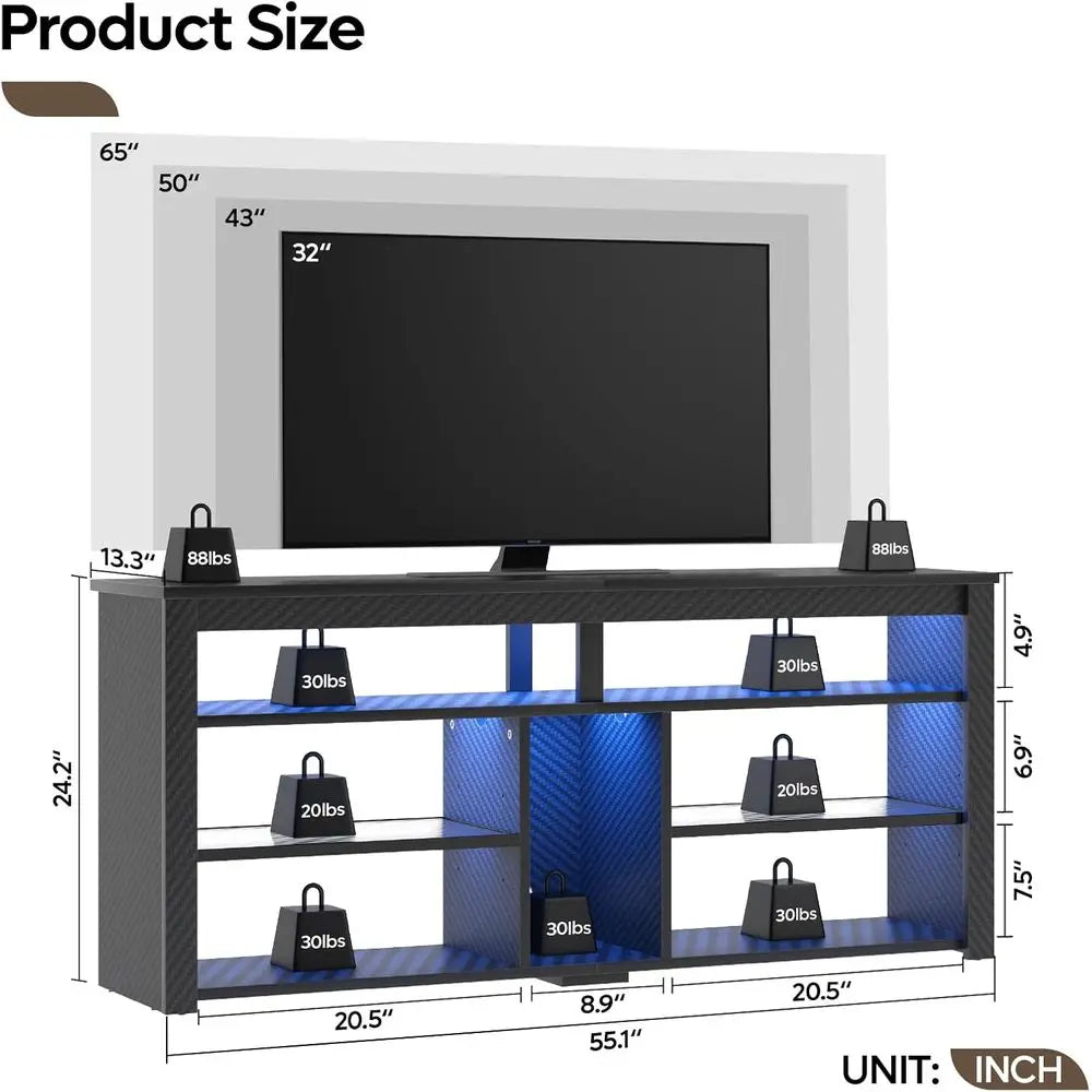 Modern LED TV Stand With Storage And Entertainment Center
