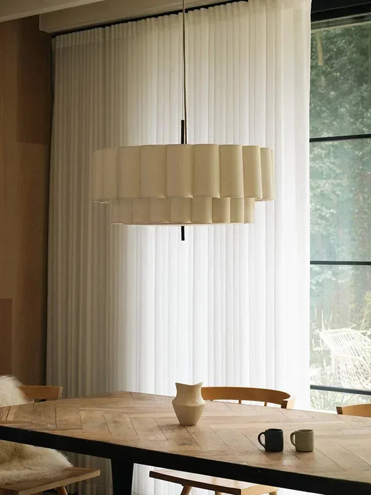 Cloth Pendant Lamps Fabric Skil Hanging Chandelier Light Fixture for Living Dining Room Bedroom Home Decor