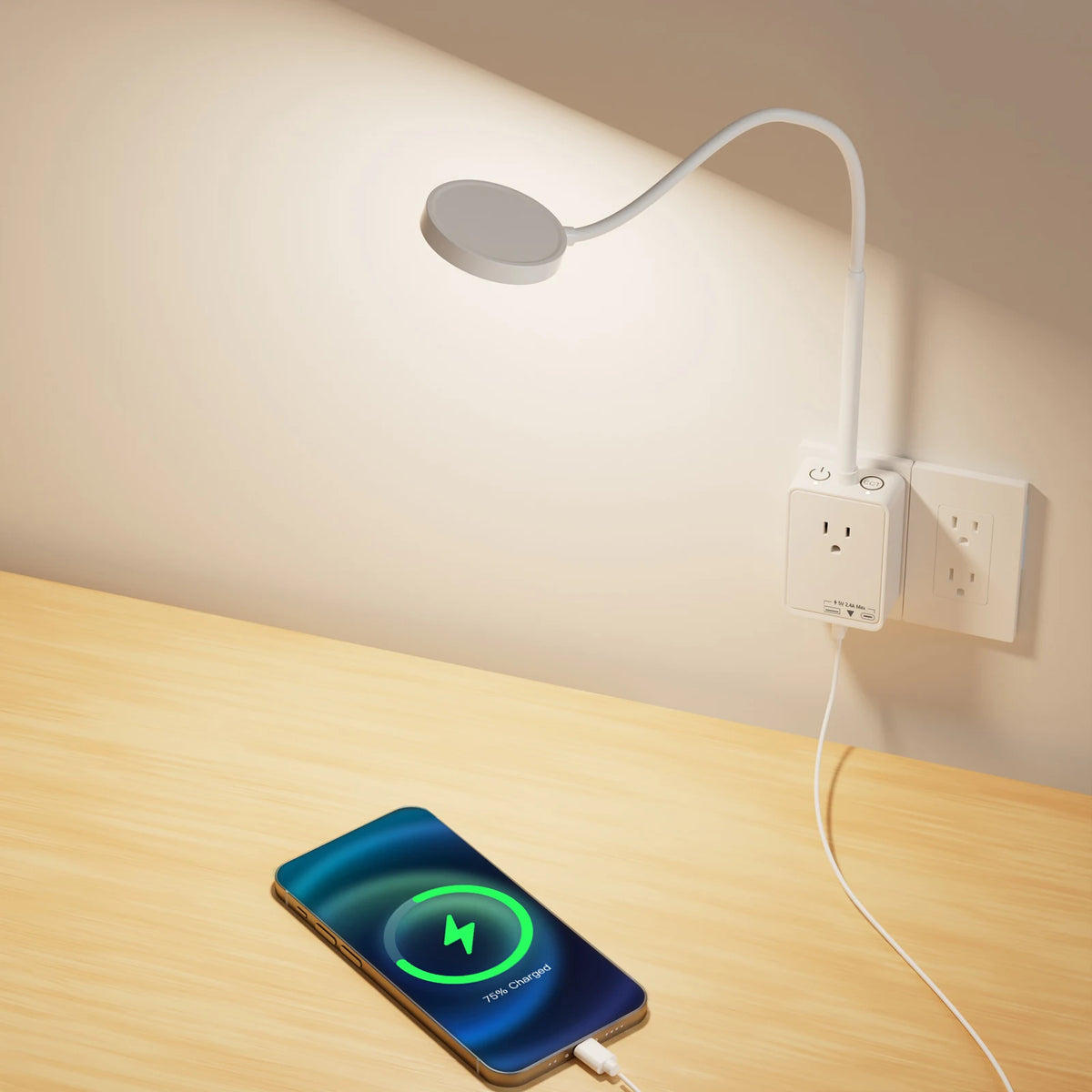 Princeway Led Wall Lamp With Outlet Extender And Usb Ports