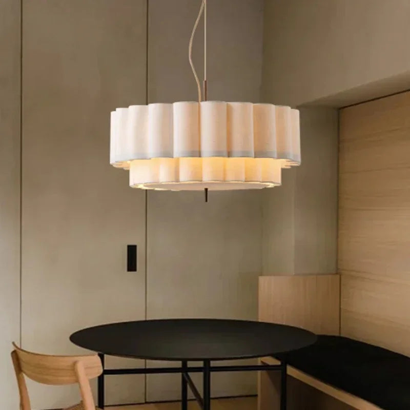 Cloth Pendant Lamps Fabric Skil Hanging Chandelier Light Fixture for Living Dining Room Bedroom Home Decor