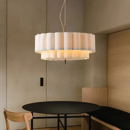 Cloth Pendant Lamps Fabric Skil Hanging Chandelier Light Fixture for Living Dining Room Bedroom Home Decor