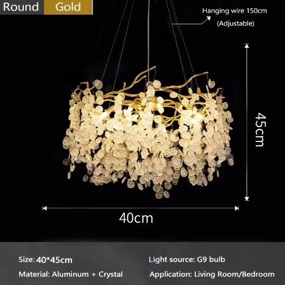 Modern Luxury Creative LED Ceiling Hanging Lamps Design Crystal Flower Chandeliers Home Decor Living Dinning Room Bedroom Indoor