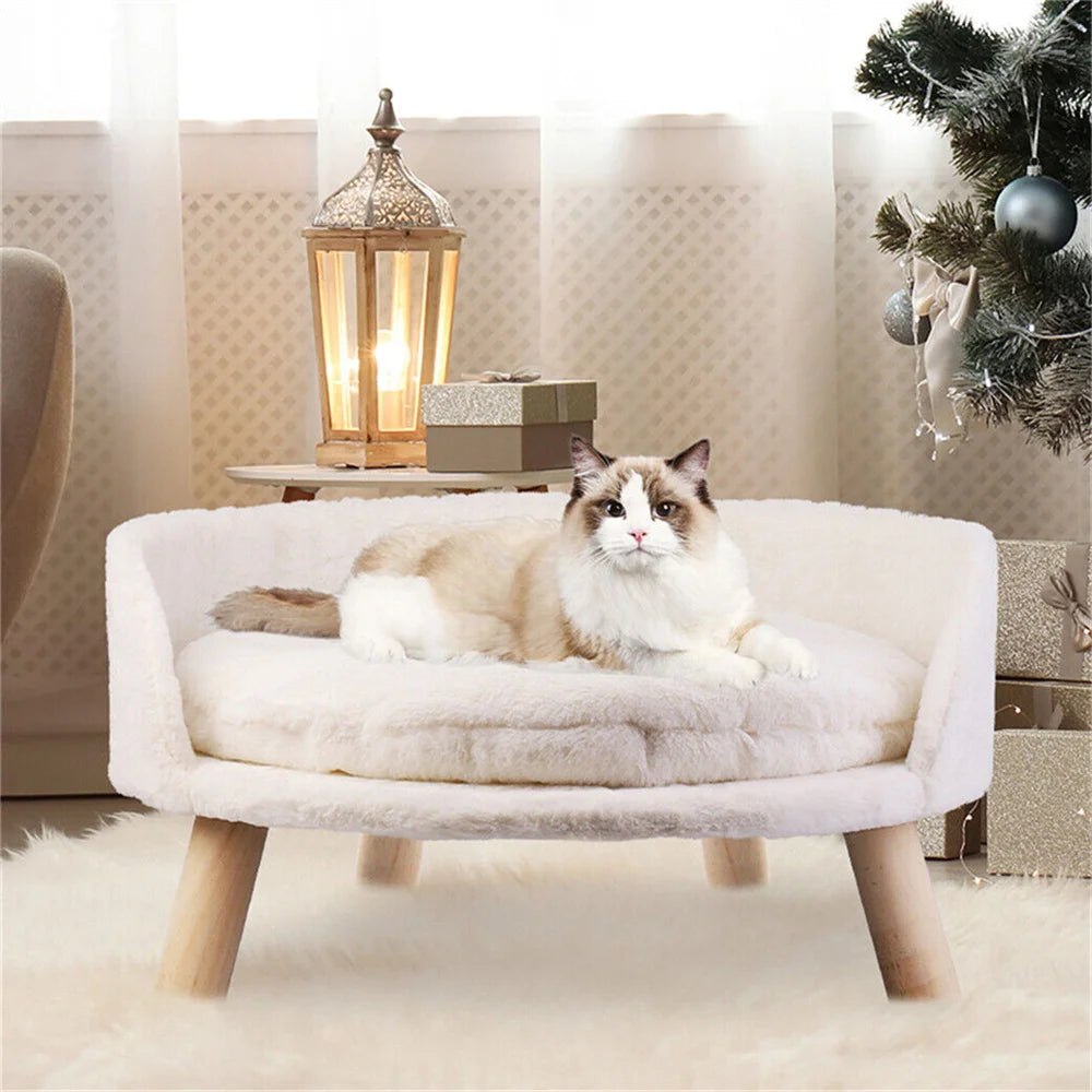 BORWART Ultra Soft Elevated Dog Cat Sofa Bed With Removable Cushion