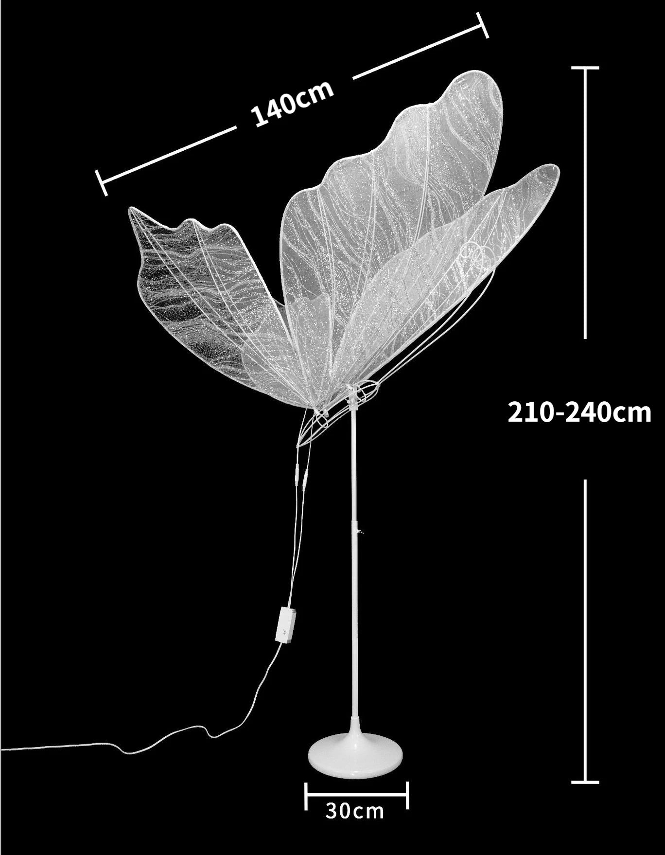 Modern Luxury White Lace Butterfly LED Floor Lamp Corridor Party Stage Wedding Romantic Road Decoration E27 Light Bulb Fixtures