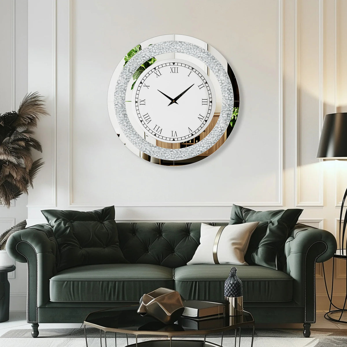 Elegant Silent Quartz Wall Clock With Crushed Diamond Edge