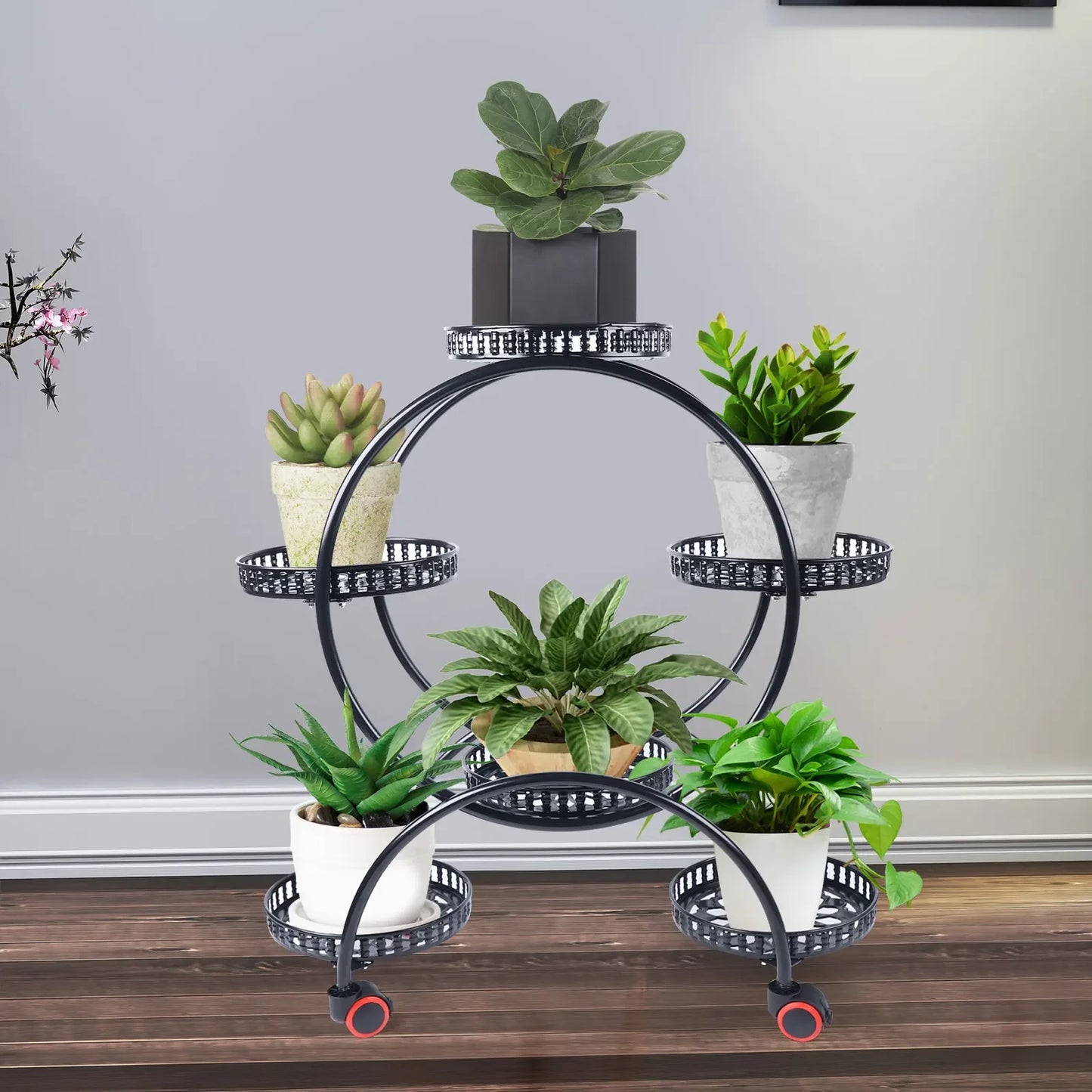 Six Pot Metal Plant Stand For Patio And Living Room