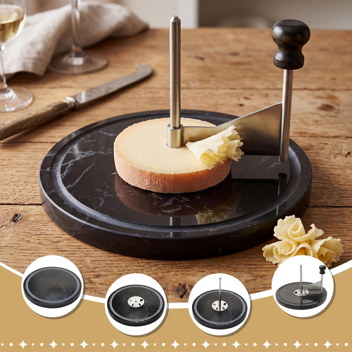 Stainless Steel Cheese Curler With Stable Marble Base Kitchen Shaver