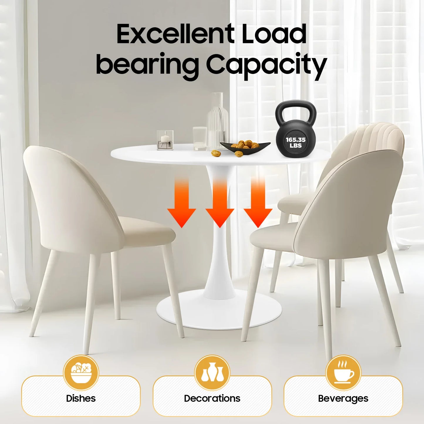Round White Tulip Dining Table, 31.5inch Modern Tulip Dining Table Round Shape with Modern Pedestal Base,  for 2-4 People