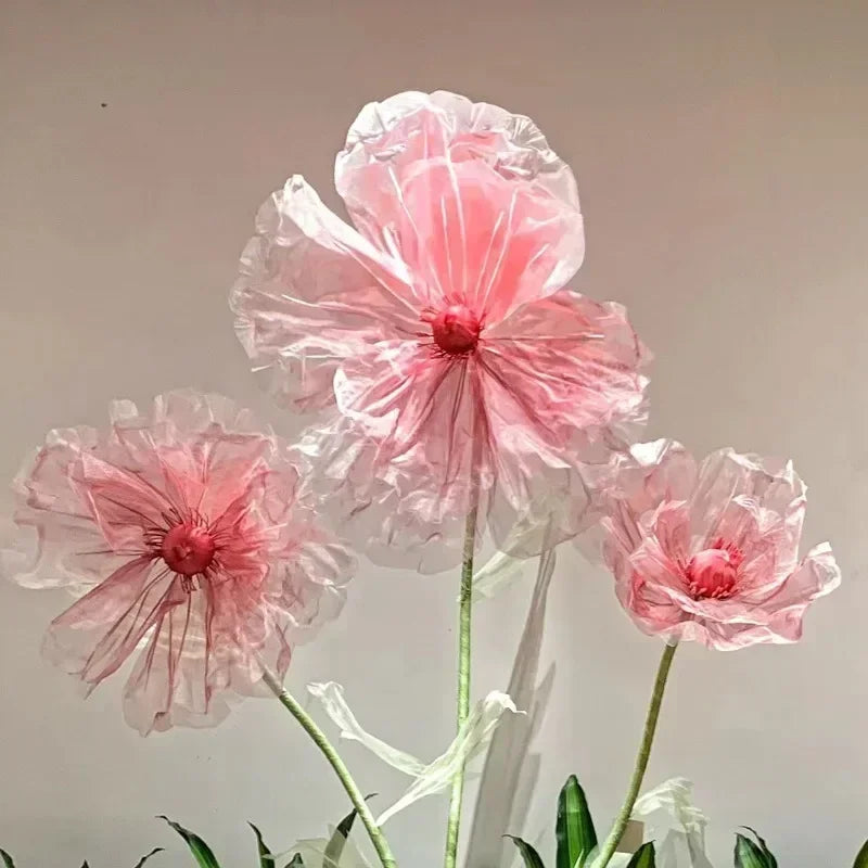 190cm Large Artificial Poppy Flowers Wedding Decor Props Road Lead Flowers Garden Wedding Decoration Window Display Home Decor