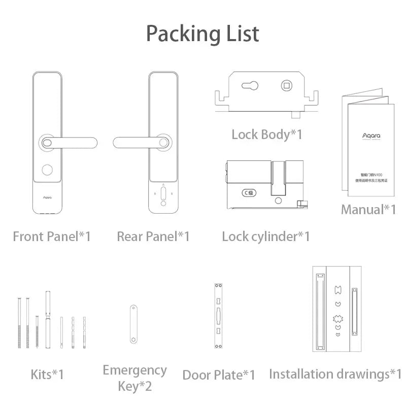 Aqara N200 Smart Door Lock Fingerprint Bluetooth Password NFC Unlock Smart Linkage With Doorbell Works With Mihome Apple HomeKit