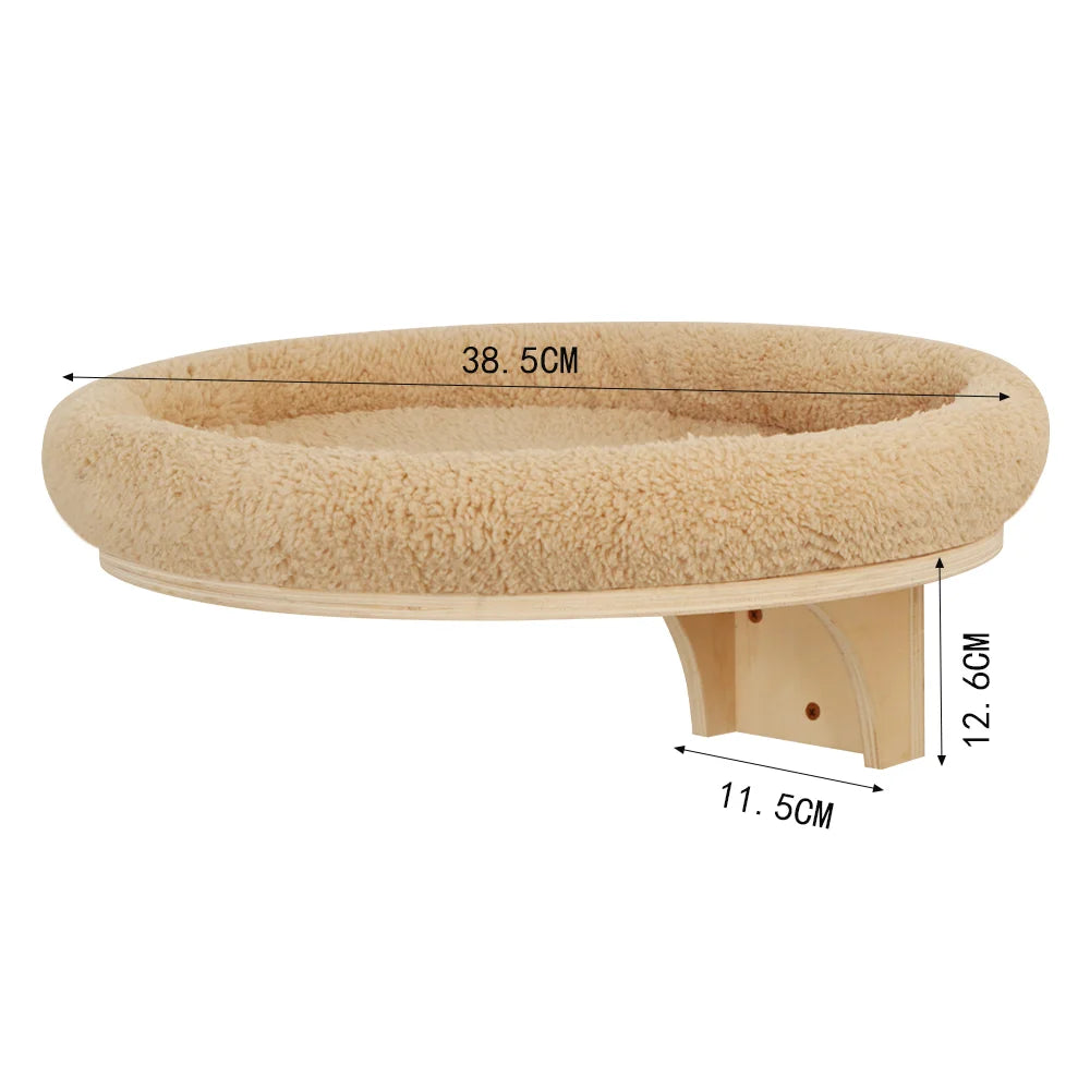 Wall Mounted Wooden Cat Space, Small Pet Bed Cat Furniture, winter cat perch with supports