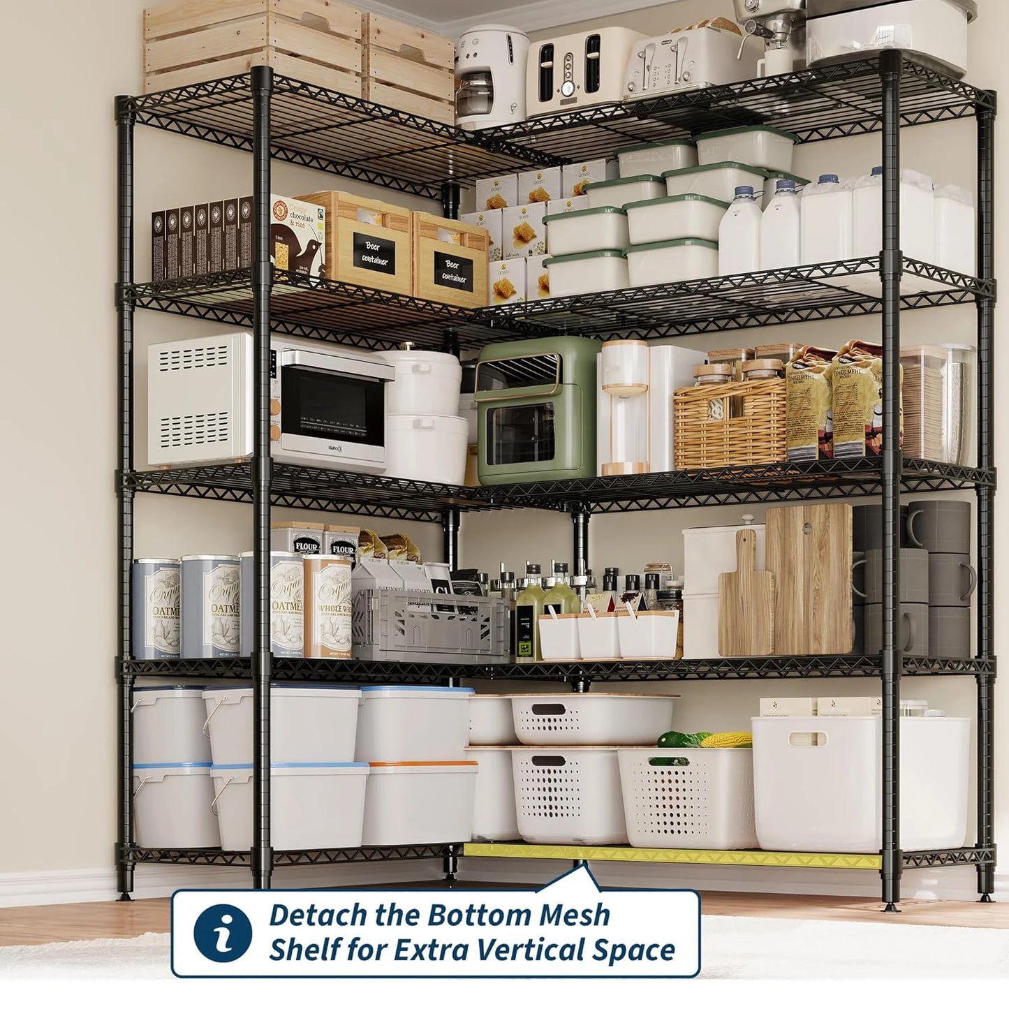 Heavy Duty Storage Shelves 4/5 Tiers Metal Shelving Unit Adjustable Organization Pantry Shelves for Kitchen Garage Commercial