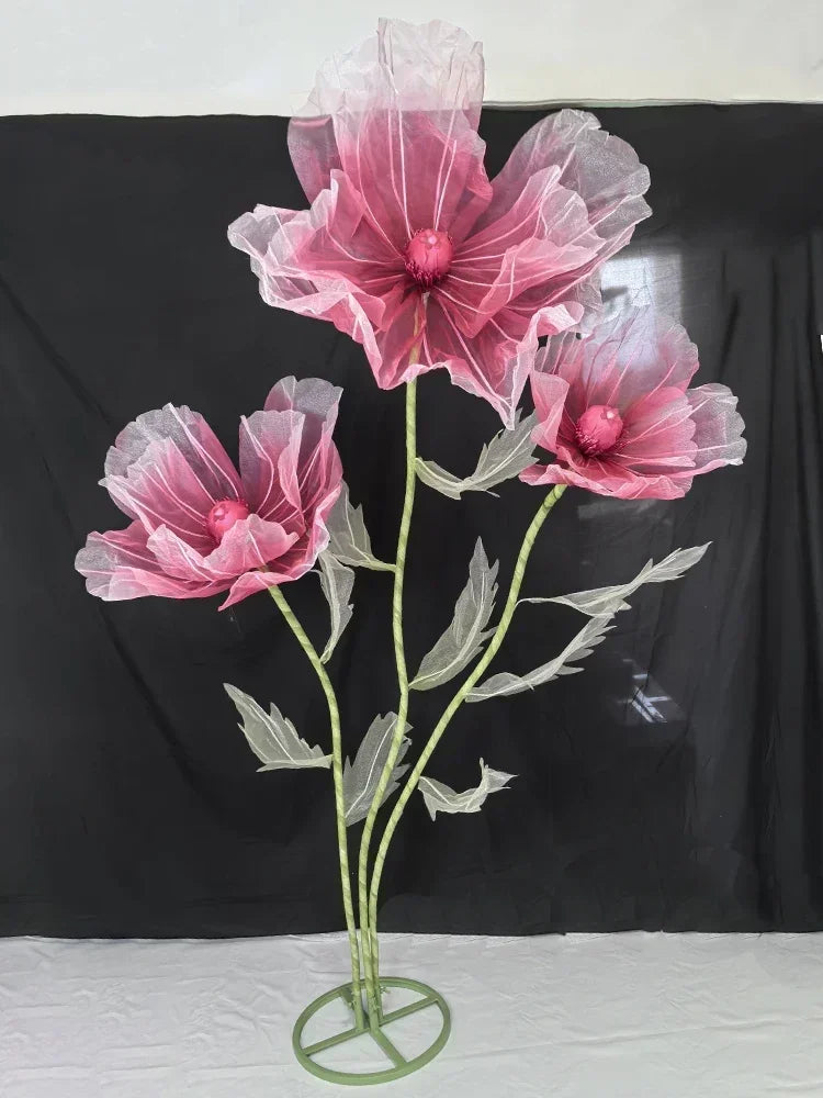 190cm Large Artificial Poppy Flowers Wedding Decor Props Road Lead Flowers Garden Wedding Decoration Window Display Home Decor
